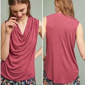 Anthro Akemi & Kin Burgundy Draped Sleeveless Top
